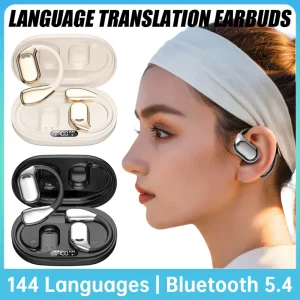 AI Voice Translator Earbuds – Bluetooth 5.4, Touch Control