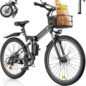 Electric Bike – 500W Motor, Folding Frame, 36V 10Ah Battery, with Basket